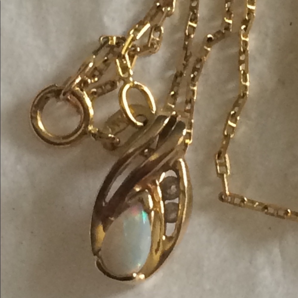14k gold opal necklace.